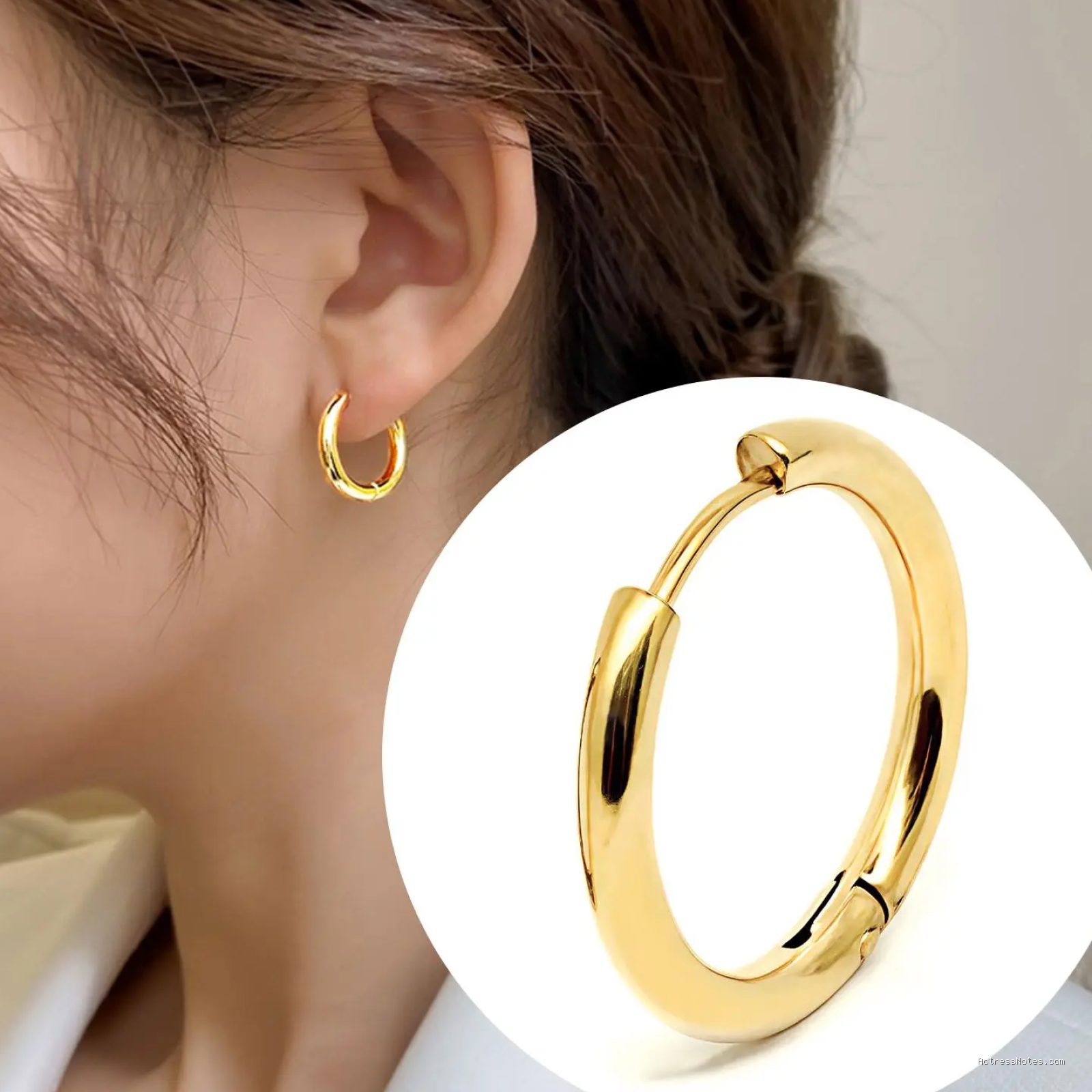 Pilihan Anting Lingkaran Emas Tipis Aksesori Wajib Wanita Modern K-Drama